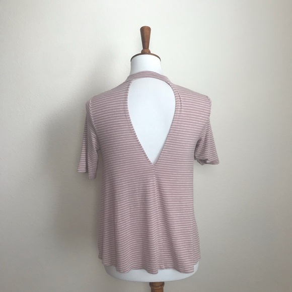 AMERICAN EAGLE Pink Striped Cut Out Back Top Shirt - Picture 4 of 7
